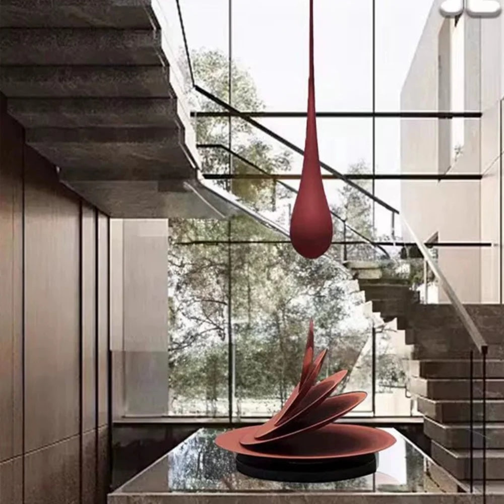 Multi Color Modern Waterdrop Fiberglass Floor Art Sculpture