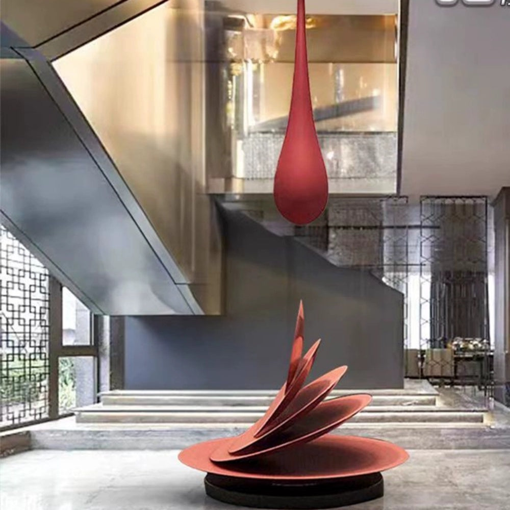 Multi Color Modern Waterdrop Fiberglass Floor Art Sculpture