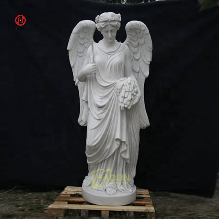 Natural Stone Marble Angel Statue with Winged Form