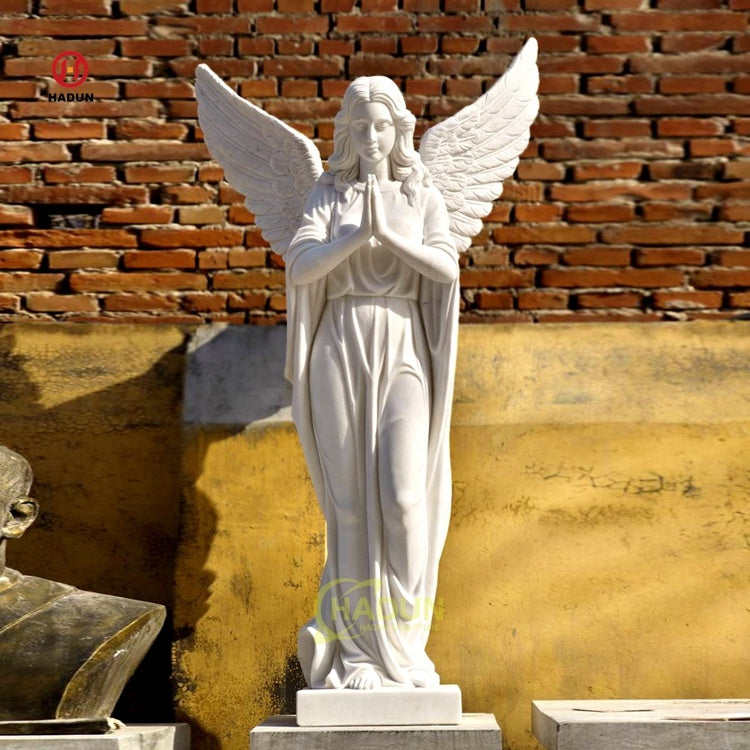 Natural Stone Marble Angel Statue with Winged Form