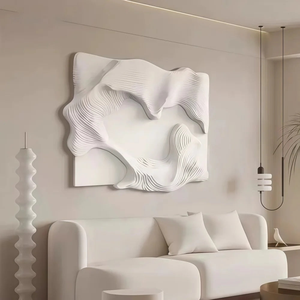 Organic Wave Relief Minimalist Fiberglass Wall Sculpture UV