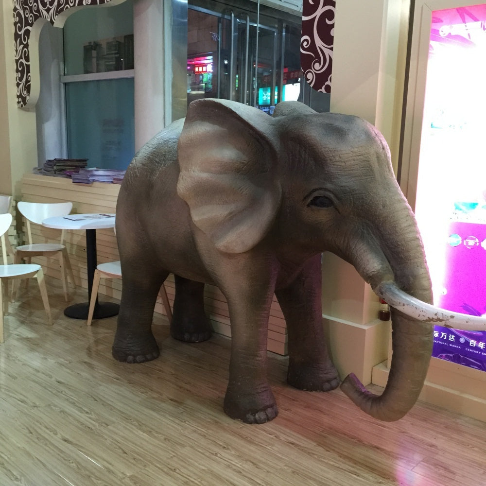 Realistic Fiberglass Elephant Statue for Commercial Interiors