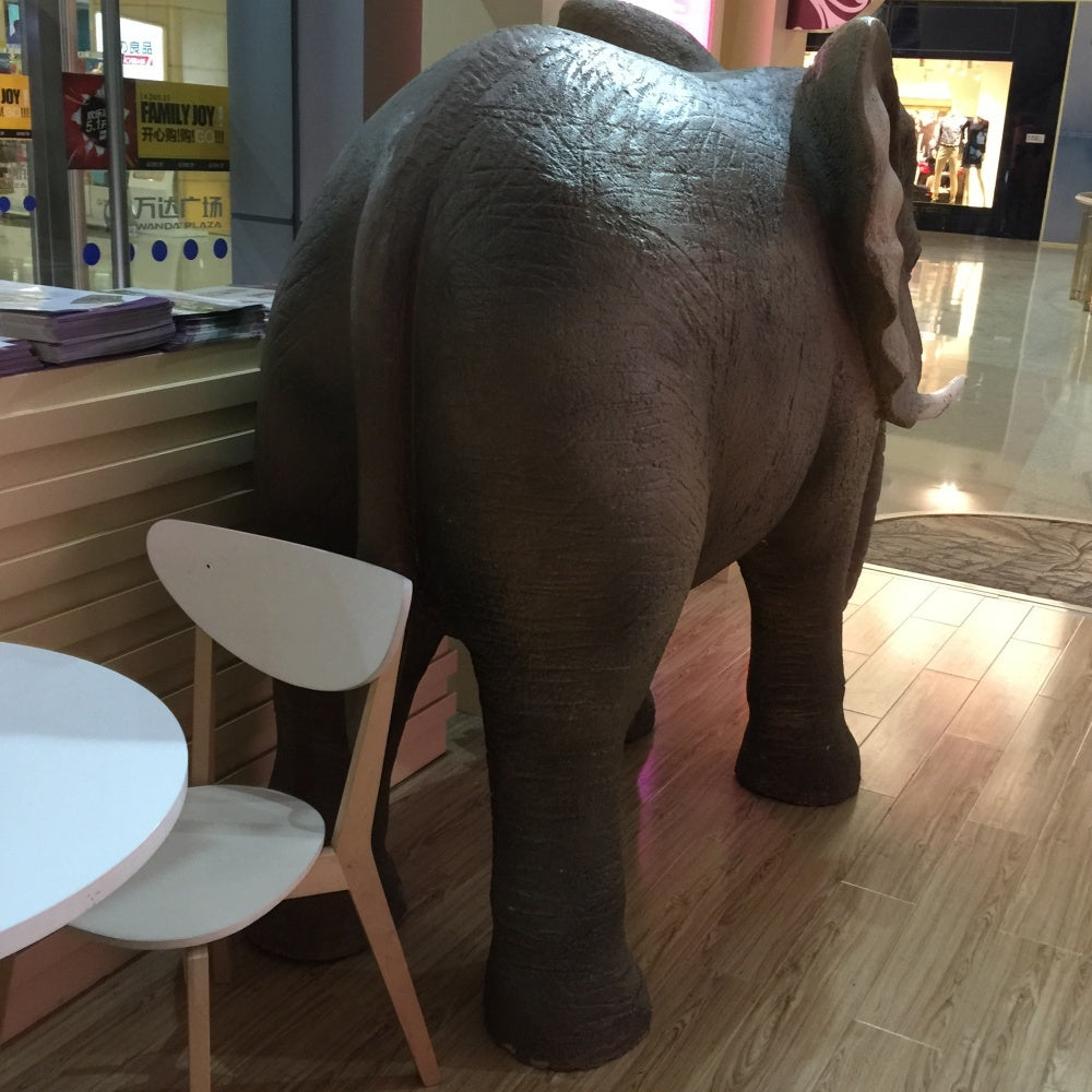 Realistic Fiberglass Elephant Statue for Commercial Interiors