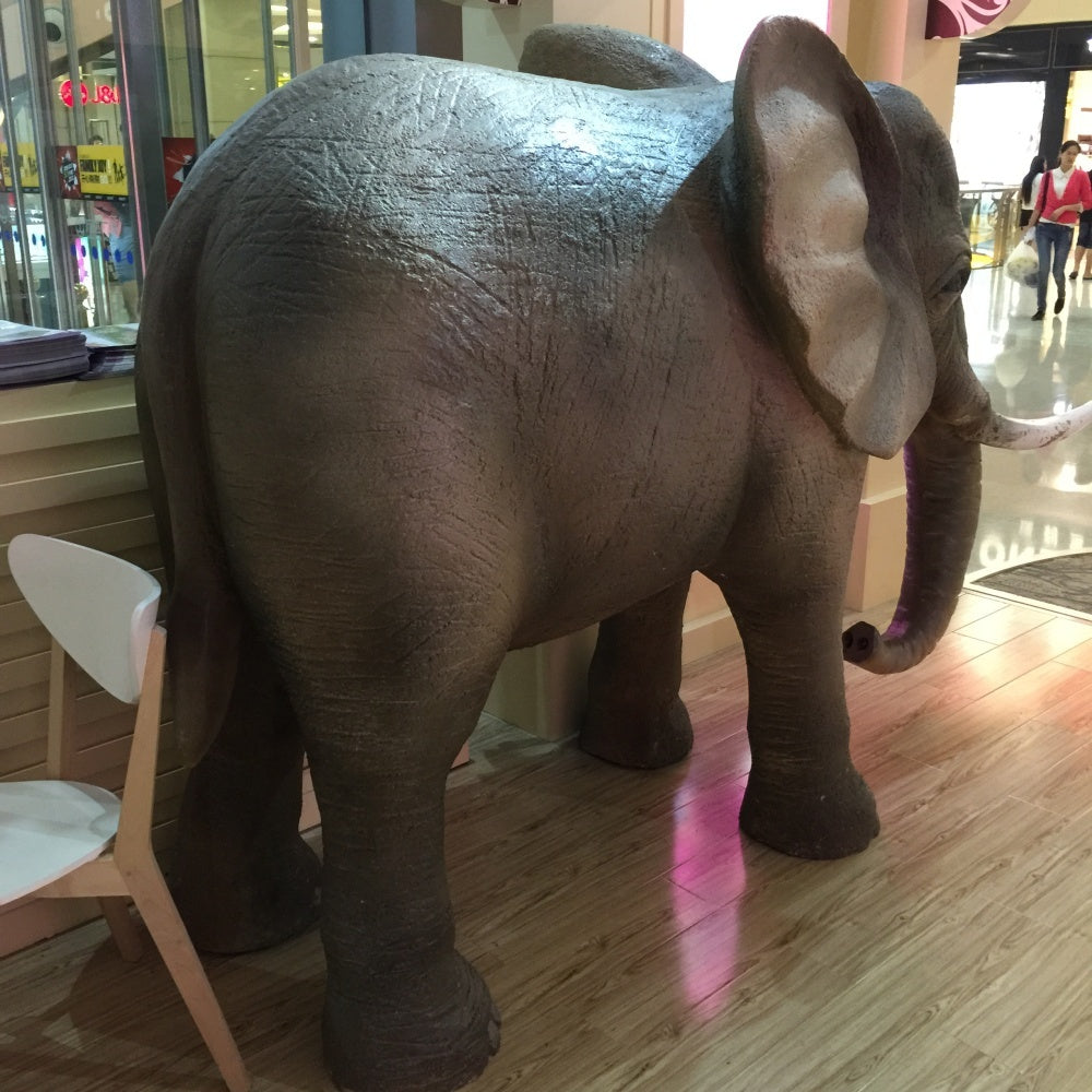 Realistic Fiberglass Elephant Statue for Commercial Interiors