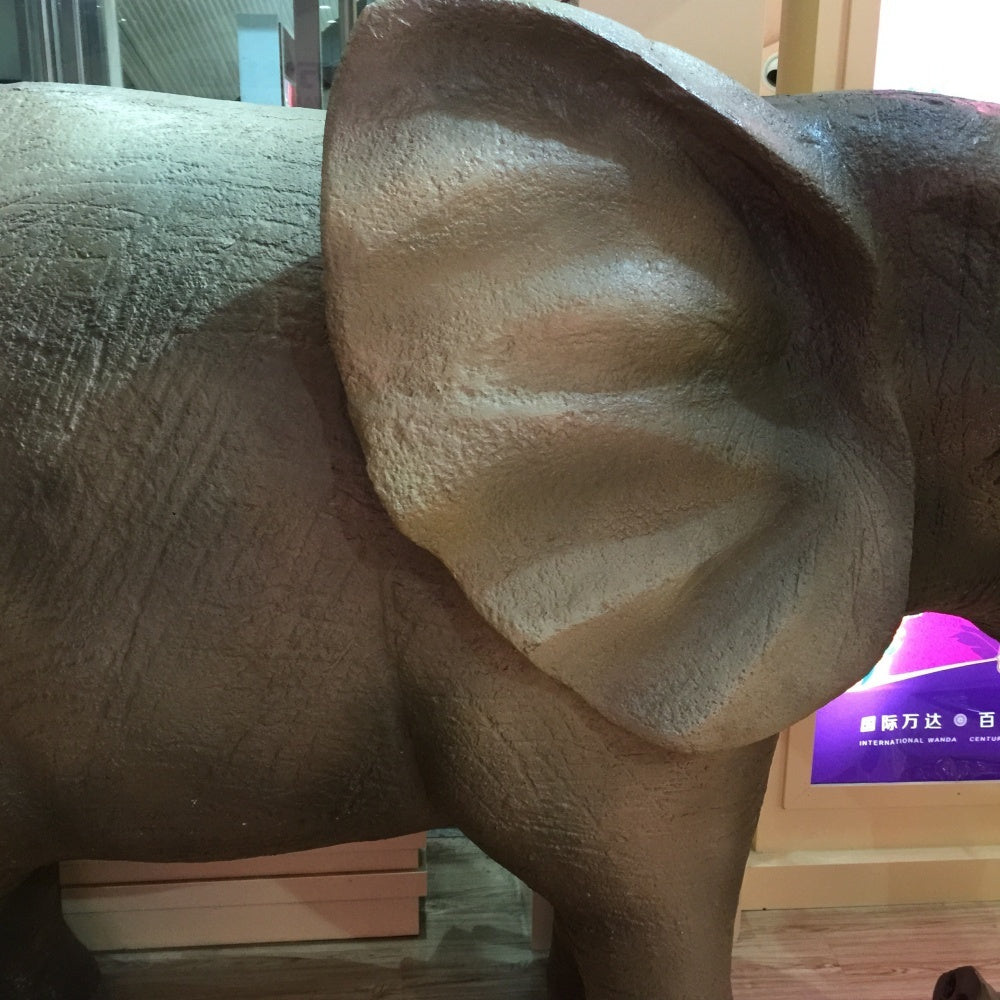 Realistic Fiberglass Elephant Statue for Commercial Interiors