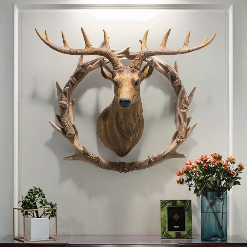 Resin Deer Head Wall Decor Nordic Style Faux Animal Sculpture