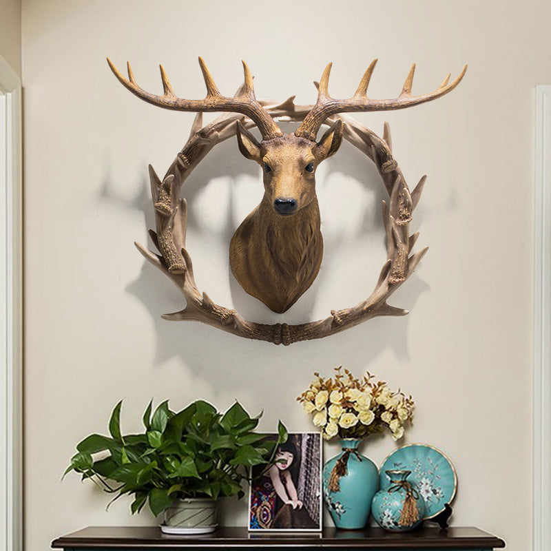 Resin Deer Head Wall Decor Nordic Style Faux Animal Sculpture
