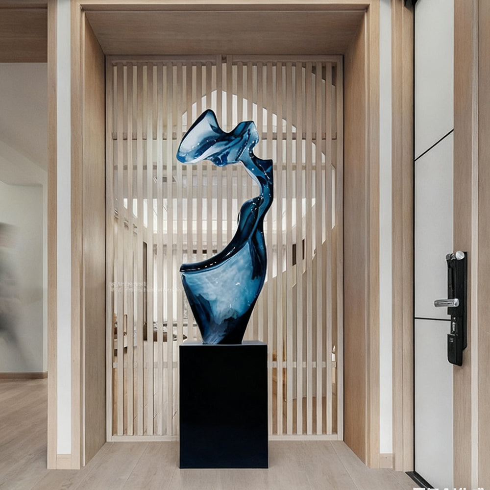 Resin Floor Sculpture Large Home Decoration Dark Blue