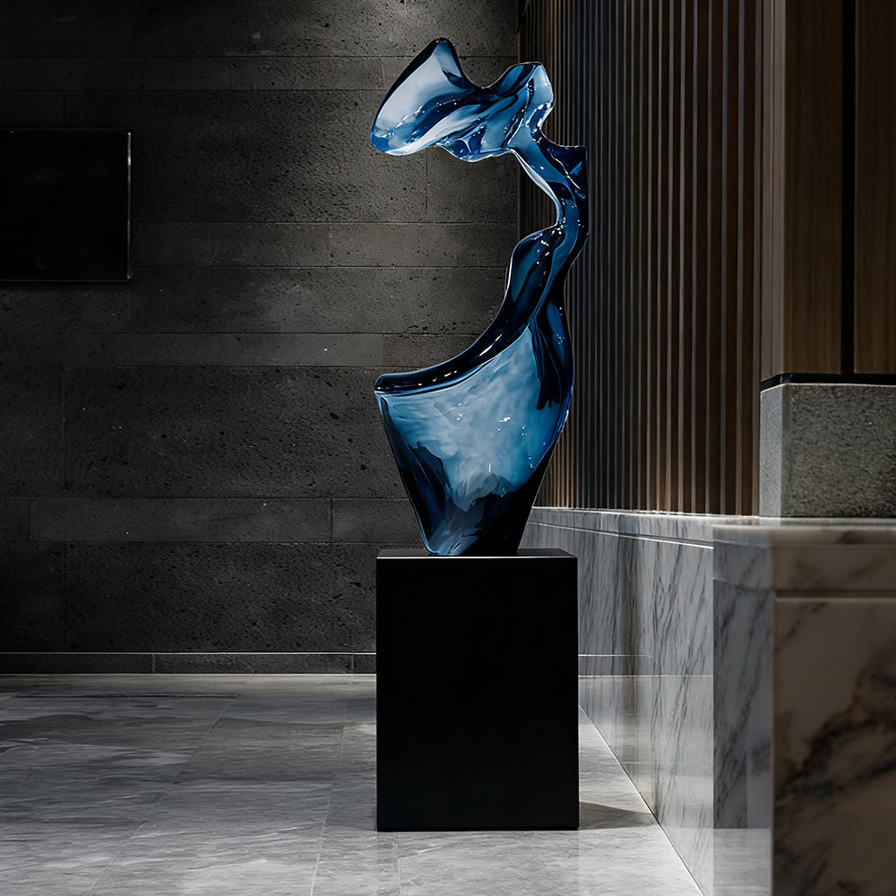Resin Floor Sculpture Large Home Decoration Dark Blue