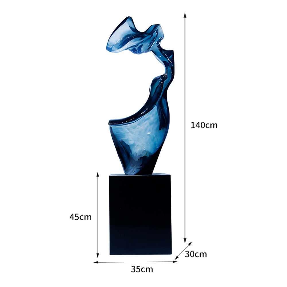 Resin Floor Sculpture Large Home Decoration Dark Blue