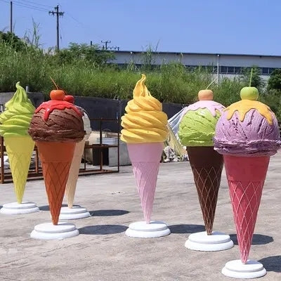Resin Ice Cream Statue – Large FRP Mall Decoration Sculpture for Photo Ops