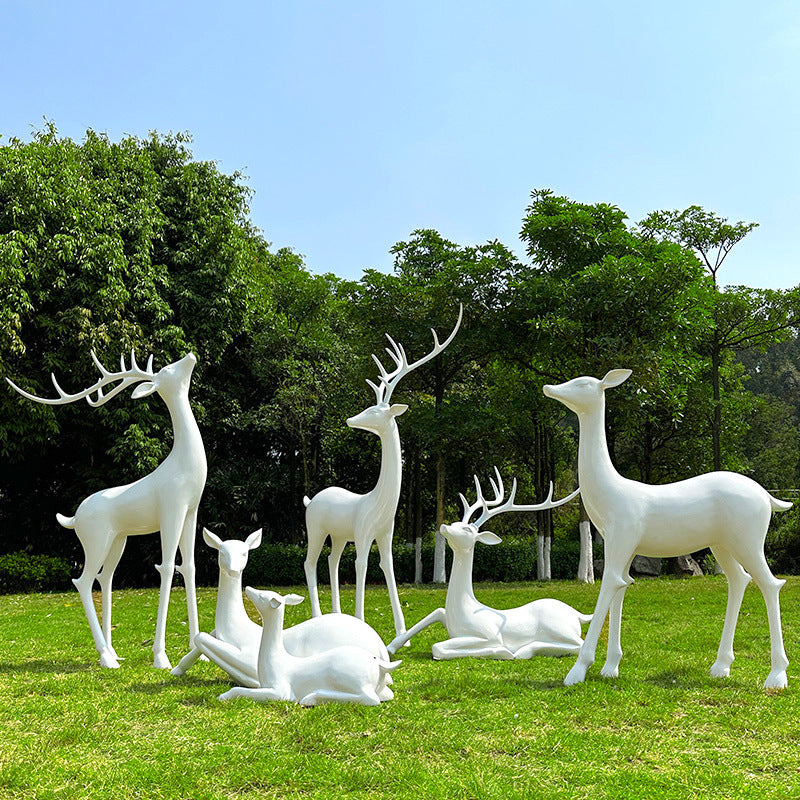 Resin Life Sika Deer Sculpture in White Fiberglass