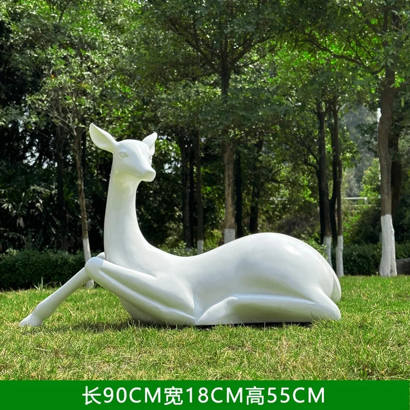 Resin Life Sika Deer Sculpture in White Fiberglass