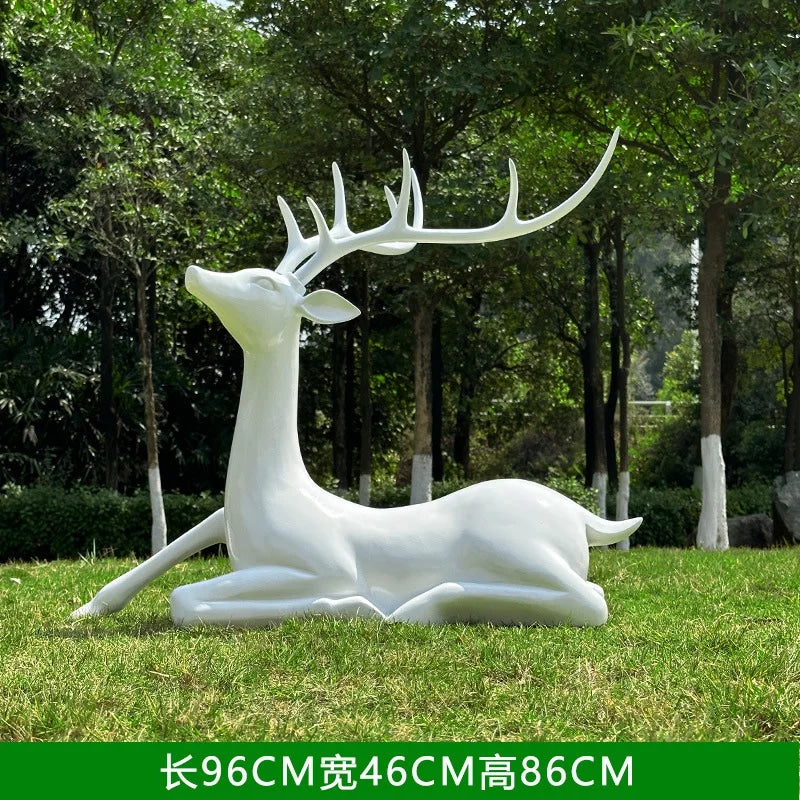 Resin Life Sika Deer Sculpture in White Fiberglass