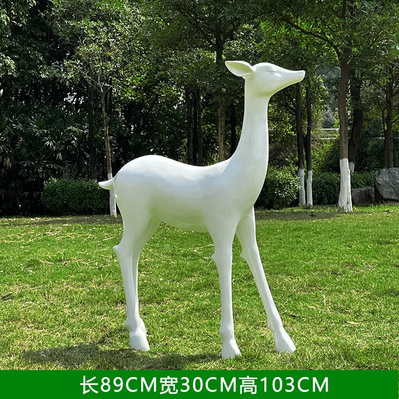 Resin Life Sika Deer Sculpture in White Fiberglass