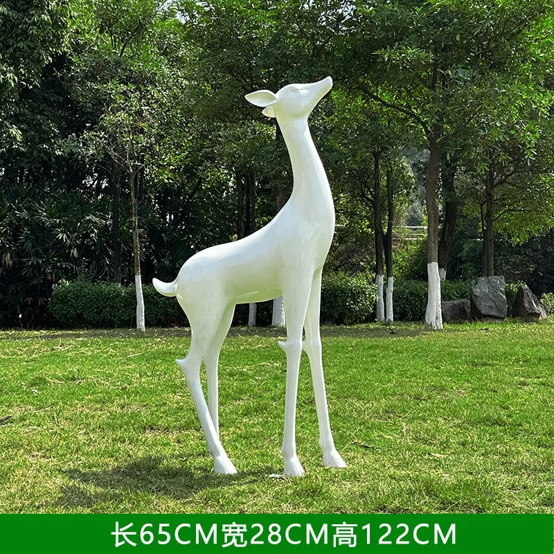 Resin Life Sika Deer Sculpture in White Fiberglass