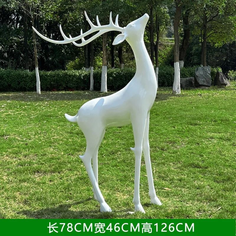 Resin Life Sika Deer Sculpture in White Fiberglass