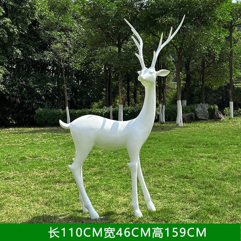 Resin Life Sika Deer Sculpture in White Fiberglass