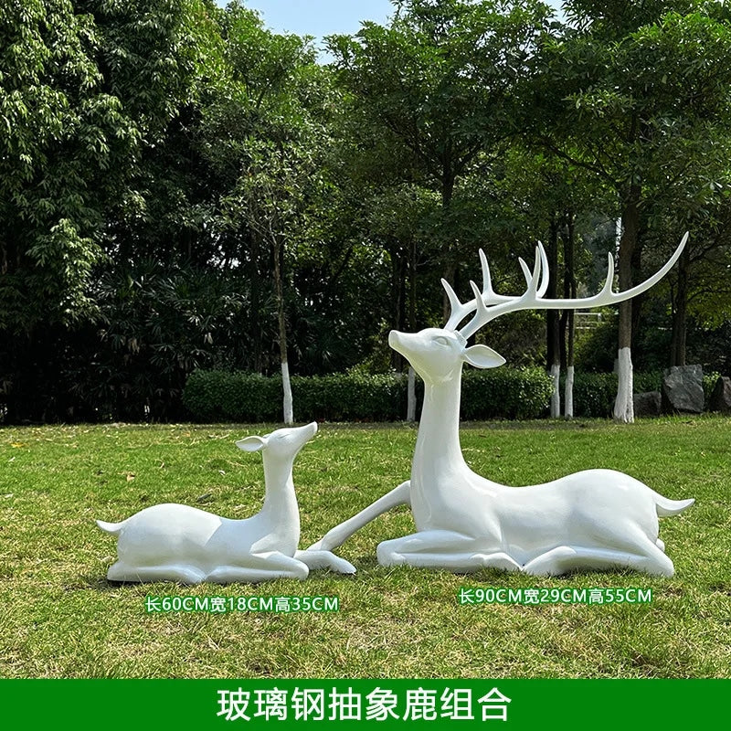 Resin Life Sika Deer Sculpture in White Fiberglass