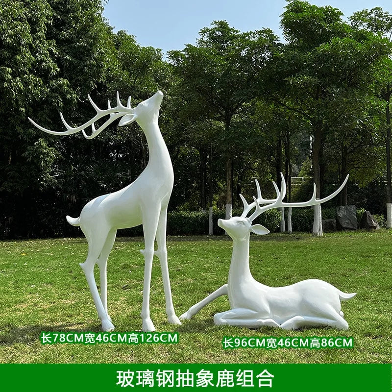 Resin Life Sika Deer Sculpture in White Fiberglass