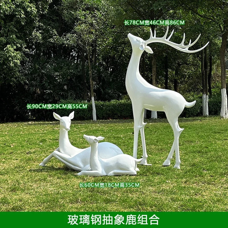 Resin Life Sika Deer Sculpture in White Fiberglass