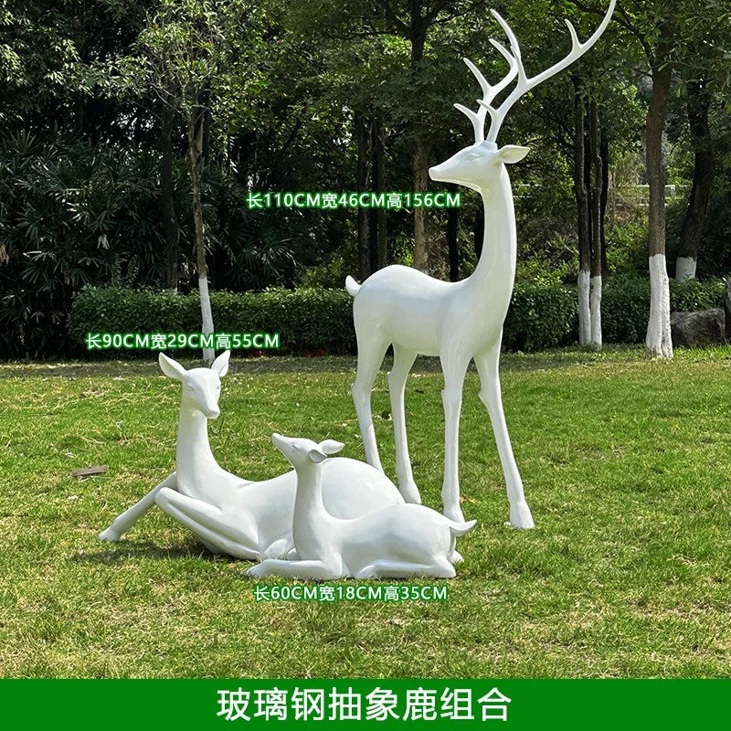 Resin Life Sika Deer Sculpture in White Fiberglass