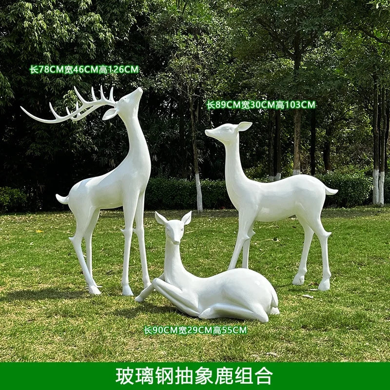 Resin Life Sika Deer Sculpture in White Fiberglass
