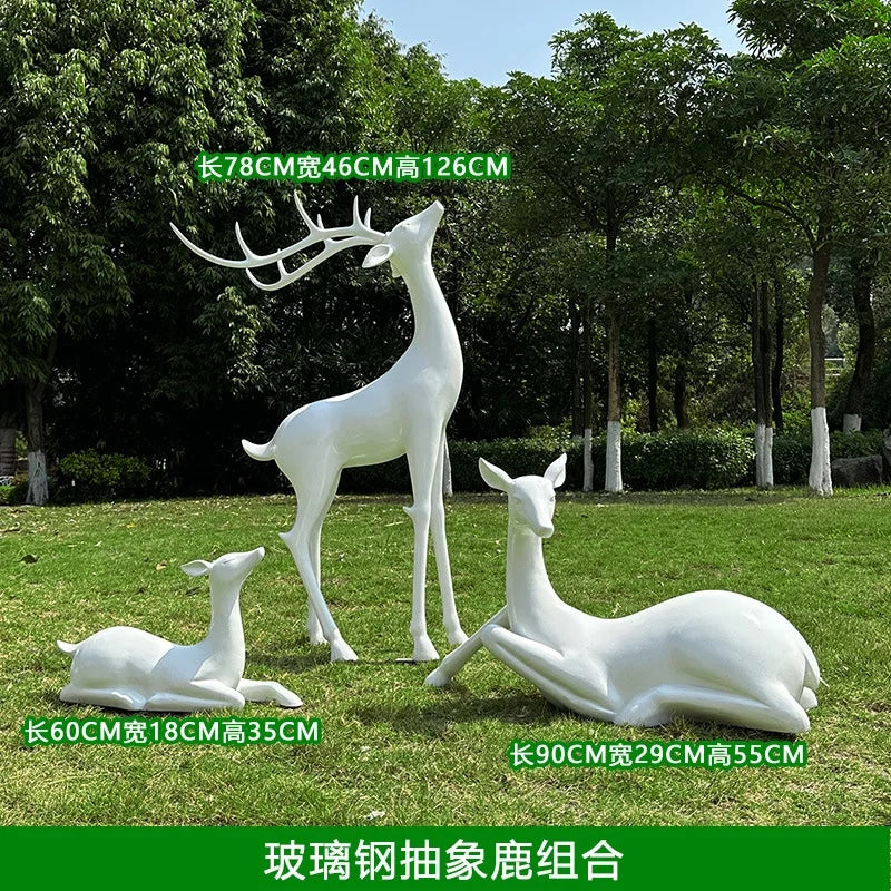 Resin Life Sika Deer Sculpture in White Fiberglass