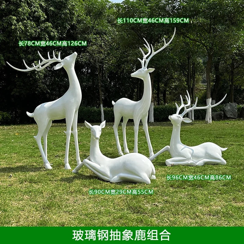 Resin Life Sika Deer Sculpture in White Fiberglass