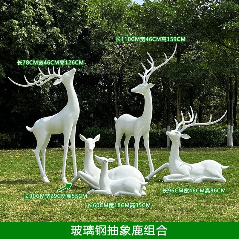 Resin Life Sika Deer Sculpture in White Fiberglass