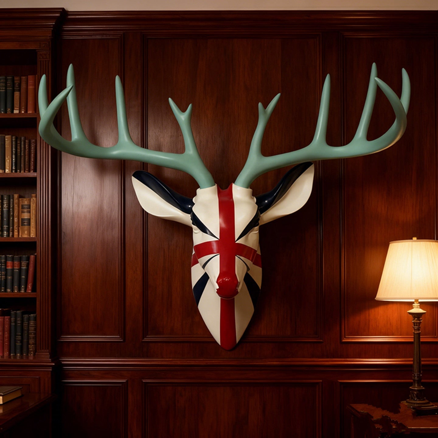Resin Lifelike Cartoon Pattern Deer Head Wall Sculpture for Modern Home Decor