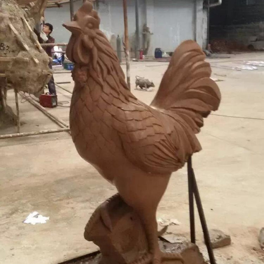 Rooster Animal Sculpture Fiberglass Resin Decorative Ornament-OVERSCALE ART