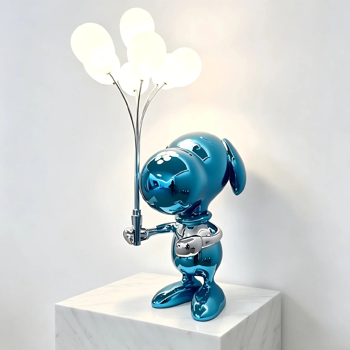 Sculptural Table Lamp in Art Deco Style with LED Lighting