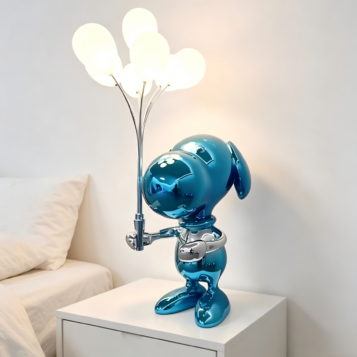 Sculptural Table Lamp in Art Deco Style with LED Lighting