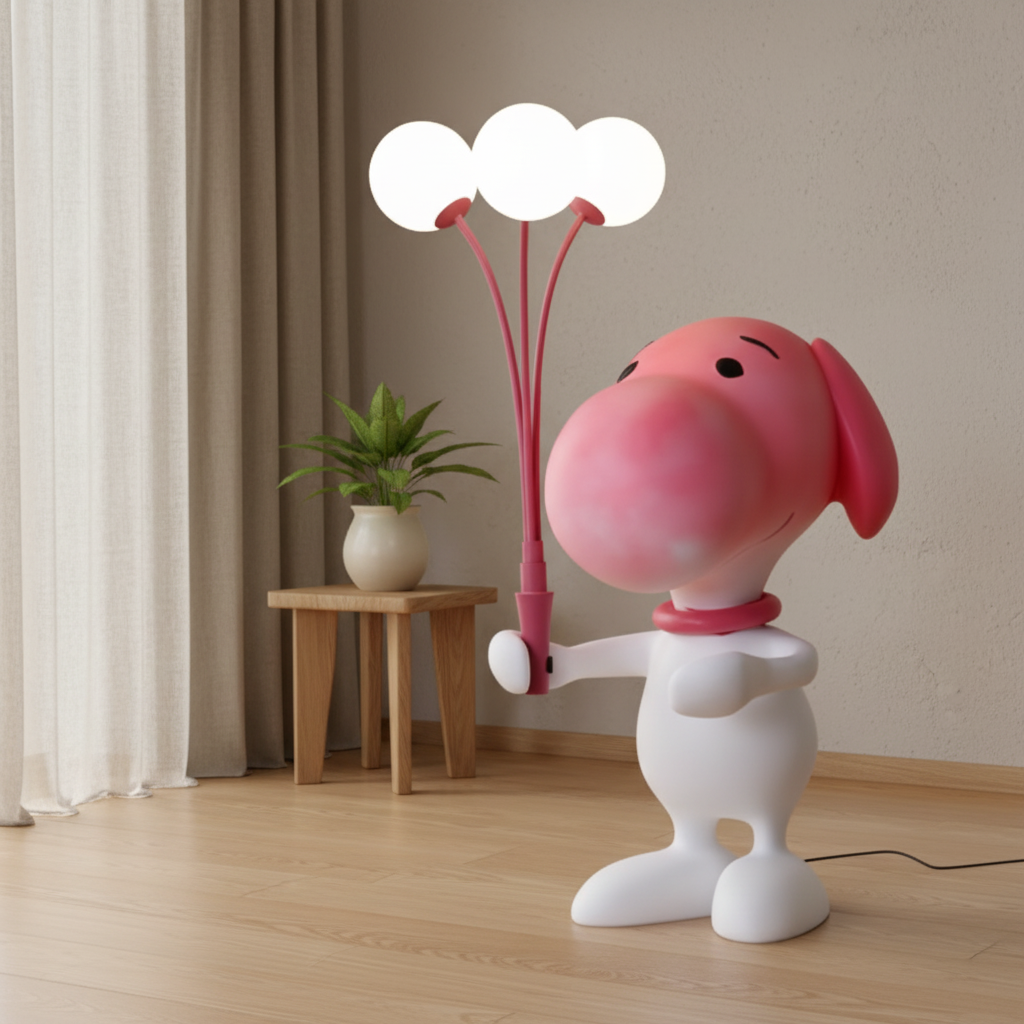 Sculptural Table Lamp in Art Deco Style with LED Lighting