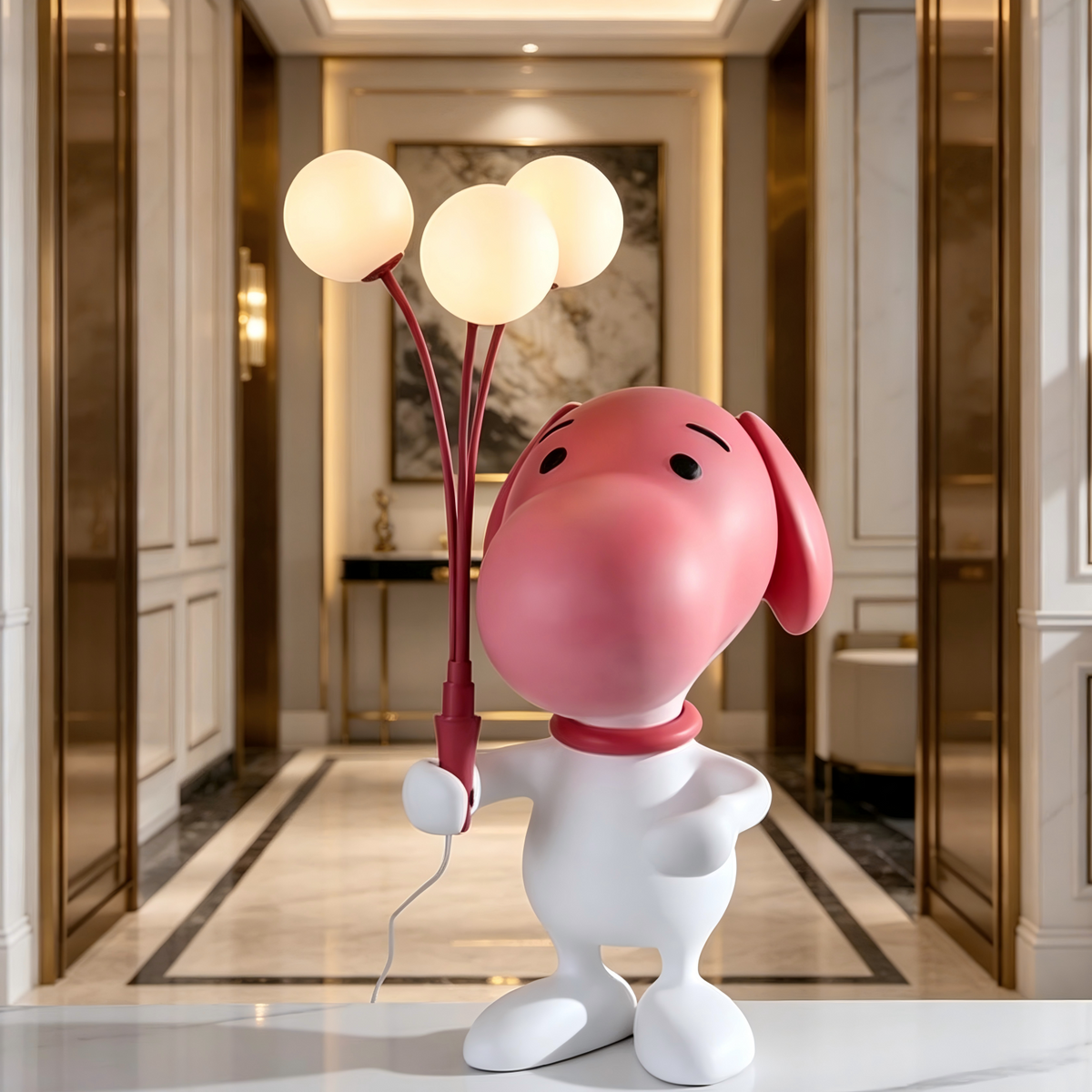 Sculptural Table Lamp in Art Deco Style with LED Lighting