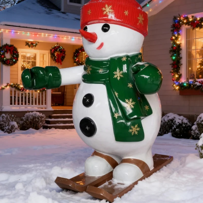 Snowman Christmas Sculpture Life Size Fiberglass Statues-OVERSCALE ART