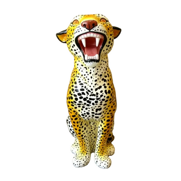 Spotted Fiberglass Leopard Floor Sculpture