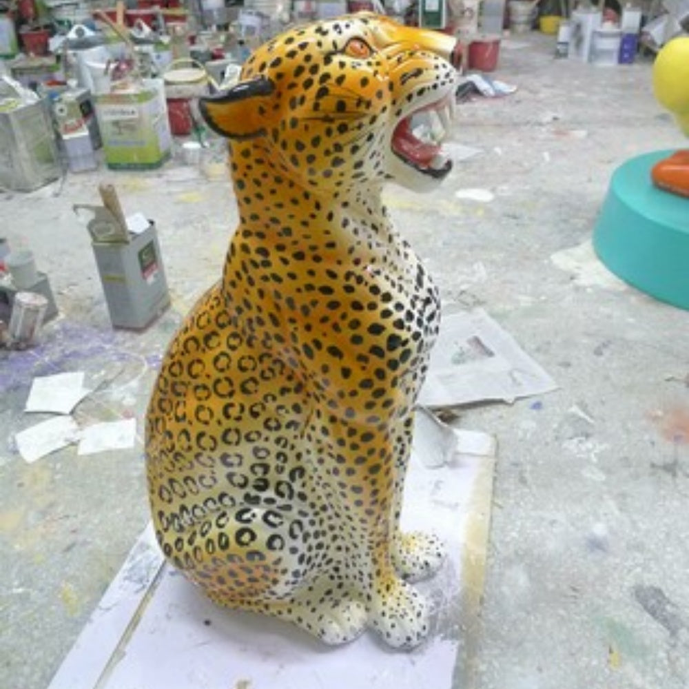 Spotted Leopard Statue Floor Sculpture in Fiberglass-OVERSCALE ART