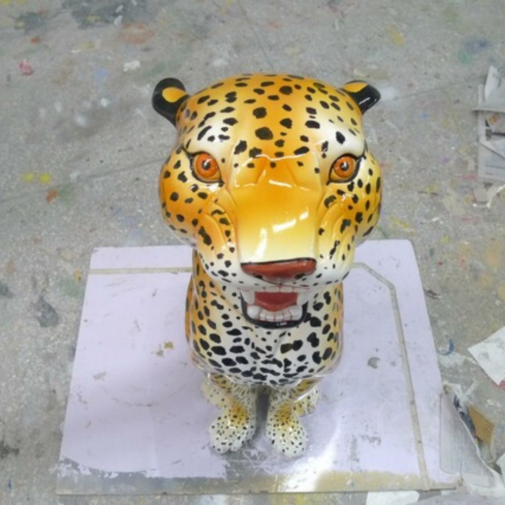 Spotted Leopard Statue Floor Sculpture in Fiberglass-OVERSCALE ART