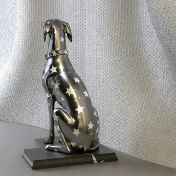 Stylish Star Patterned Greyhound Dog Statues Shiny Resin Sculpture Modern