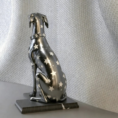 Stylish Star Patterned Greyhound Dog Statues Shiny Resin Sculpture Modern