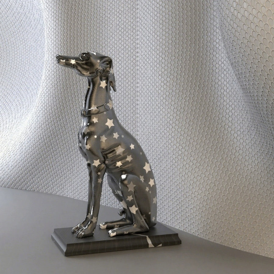 Stylish Star Patterned Greyhound Dog Statues Shiny Resin Sculpture Modern