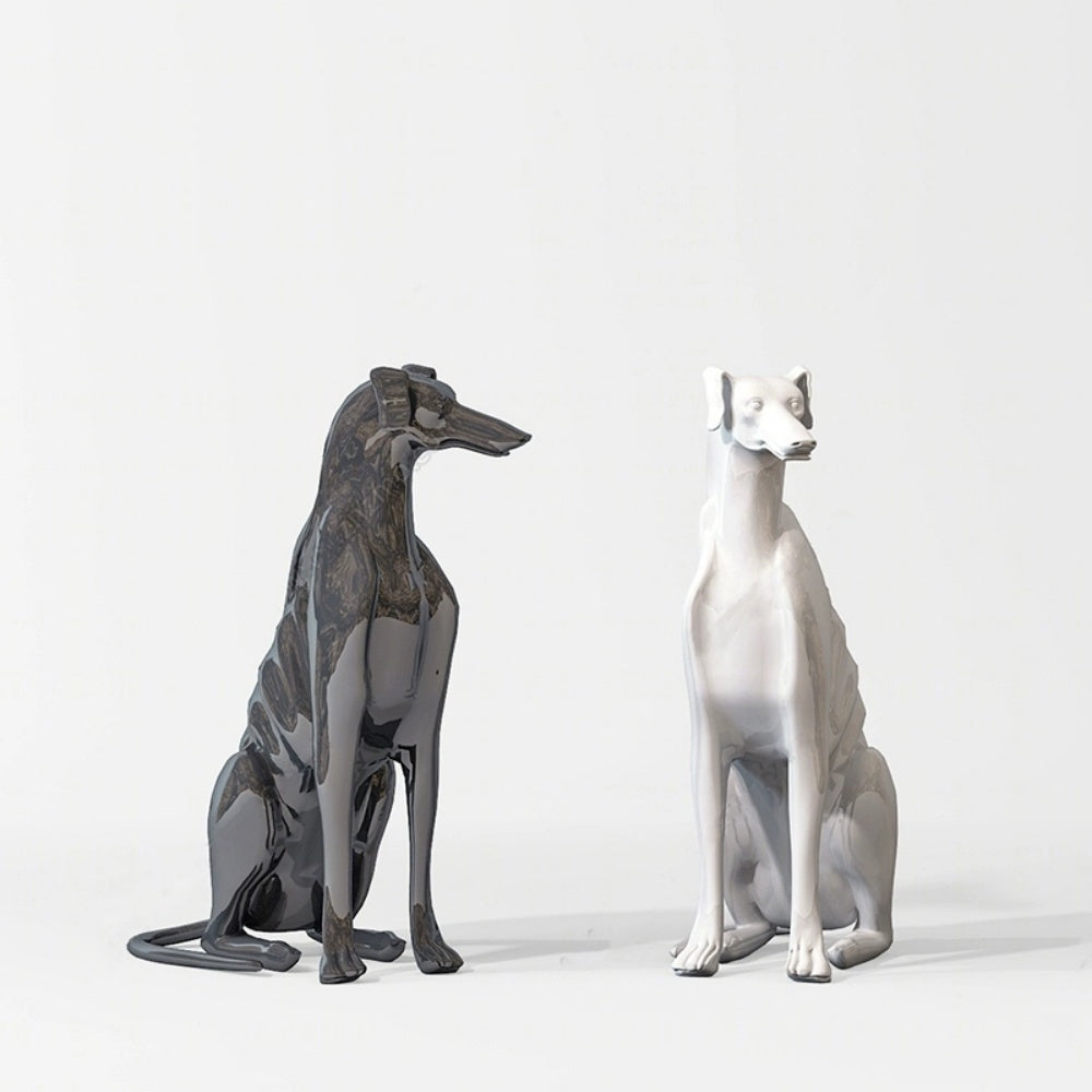 Stylish Star Patterned Greyhound Dog Statues Shiny Resin Sculpture Modern