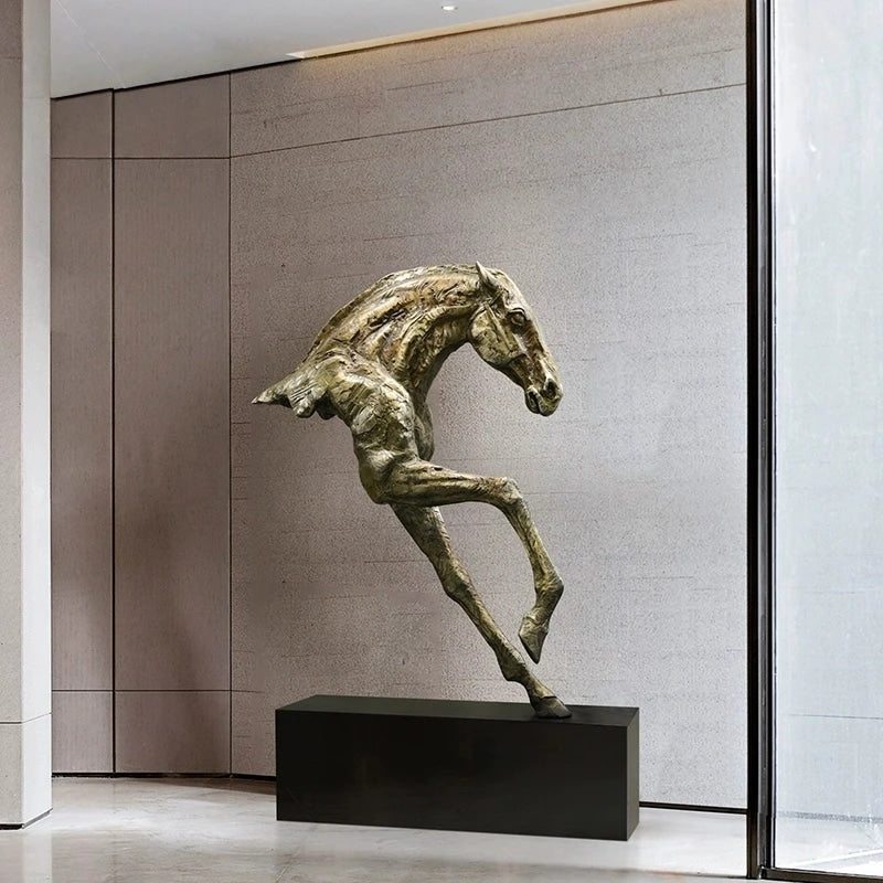 Textured Glass Resin Horse Statue for Commercial Spaces-OVERSCALE ART