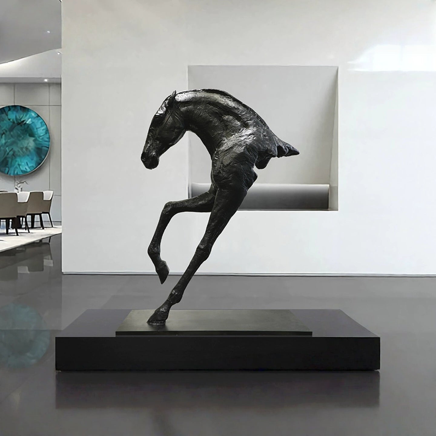 Textured Glass Resin Horse Statue for Commercial Spaces-OVERSCALE ART