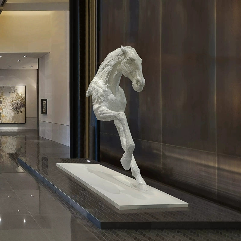 Textured Glass Resin Horse Statue for Commercial Spaces-OVERSCALE ART