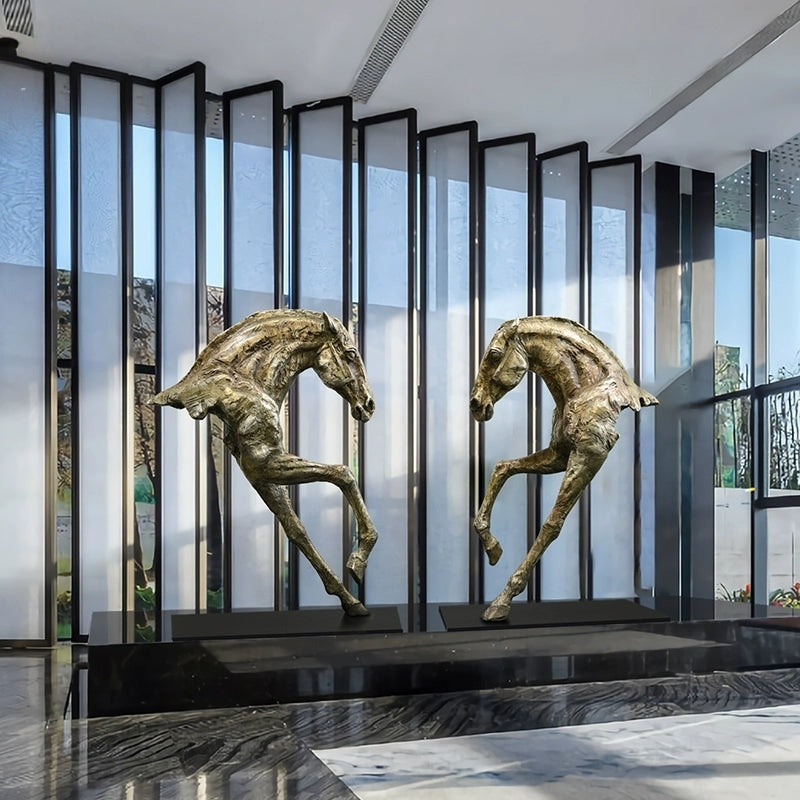 Textured Glass Resin Horse Statue for Commercial Spaces-OVERSCALE ART