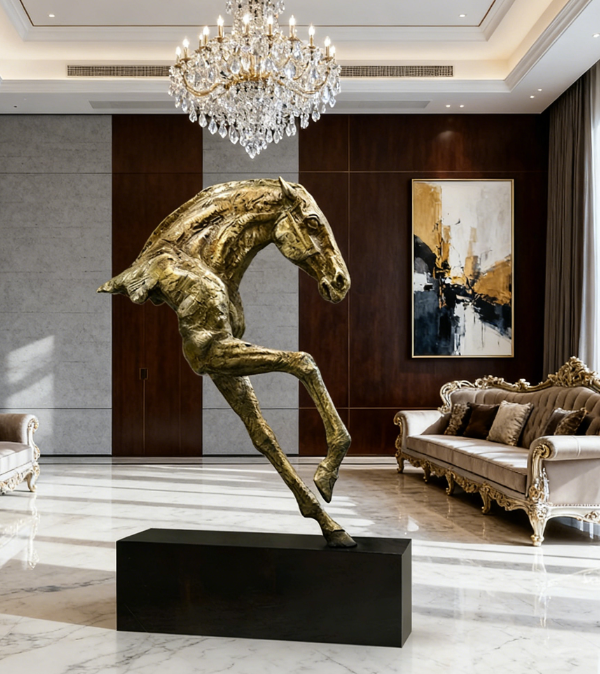 Textured Glass Resin Horse Statue for Commercial Spaces-OVERSCALE ART