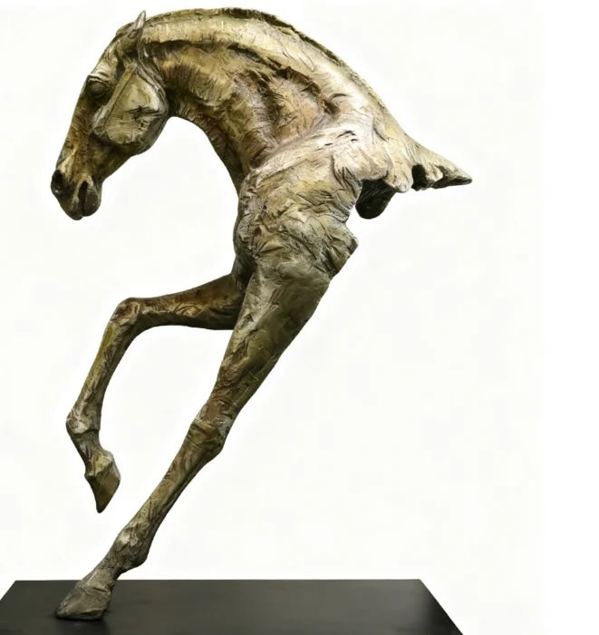 Textured Glass Resin Horse Statue for Commercial Spaces-OVERSCALE ART